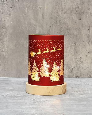 Lantern - Santa Sleigh Red 6.5"H