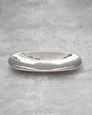 Hammered Ceramic Platter - Small 12"L 