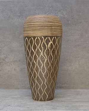 Brown &amp; Gold Decorative Tapered Vase 17"H