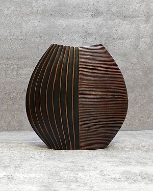 Duo Carved Disc Vase 11.5"H