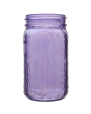 Glass Mason Jar - Purple 6.5"H
