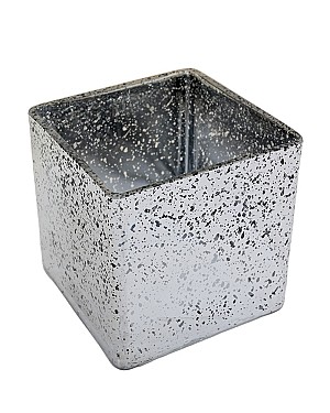 Square Silver Glass Vase 5"H