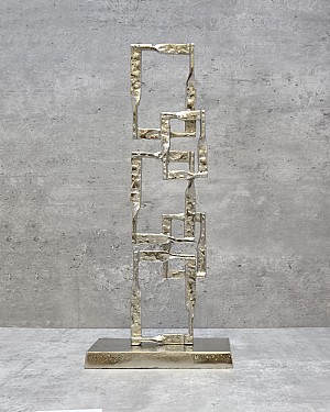 Stacked Square Link Decorative Sculpture 16.5"H Small