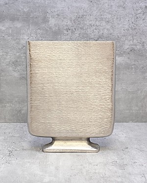 Etched Flat Vase - Pewter Finish 10"H