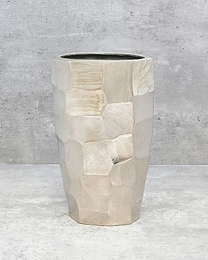 Textured Metal Silver Container 11"H