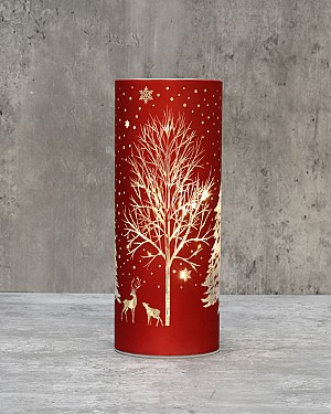 Lantern - Winter Tree Red 8"H
