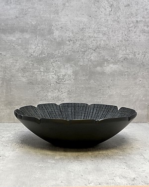 Black Etched Line Decorative Bowl 12"D