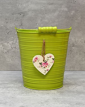 Round Metal Bucket - Green 6.5"H