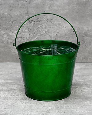 Metal Bucket - Green 4.75"H