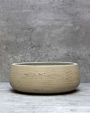 Low Bowl Cement Planter - Grey 9"D