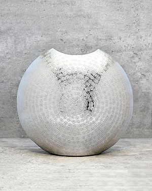 Hammered Pinched Round Vase 10"H