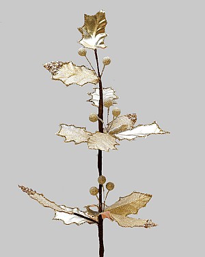 Holly Leaf Spray 26" Champagne Glitter
