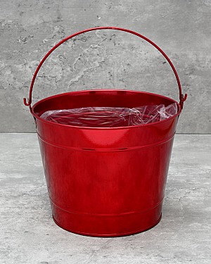 Metal Bucket - Red 4.75"H