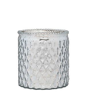 Round Silver Glass Vase 5"H