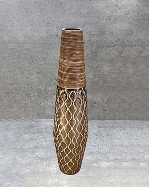 Brown &amp; Gold Decorative Vase 16.5"H