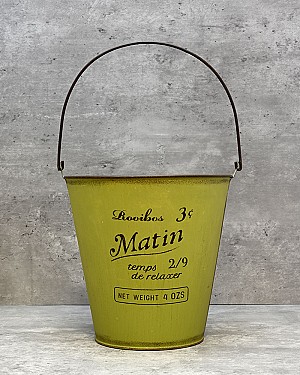 Round 'Matin' Bucket - Green 7.75"H