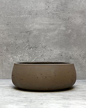 Low Bowl Cement Planter - Brown 9"D