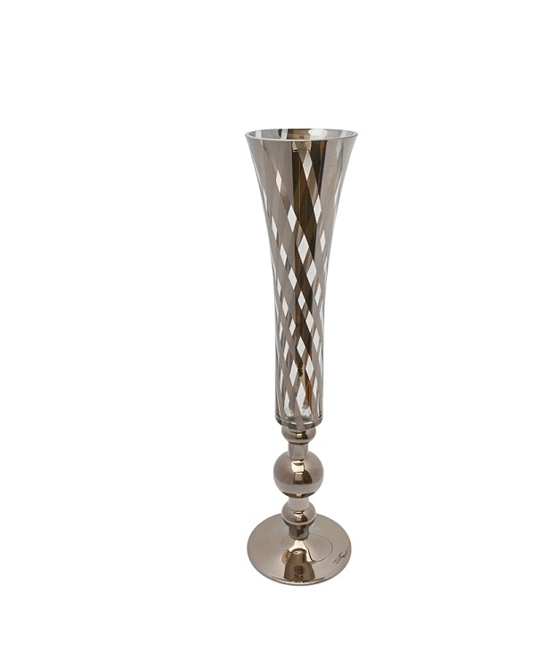 Clear Glass with Silver Strip Vase 24"