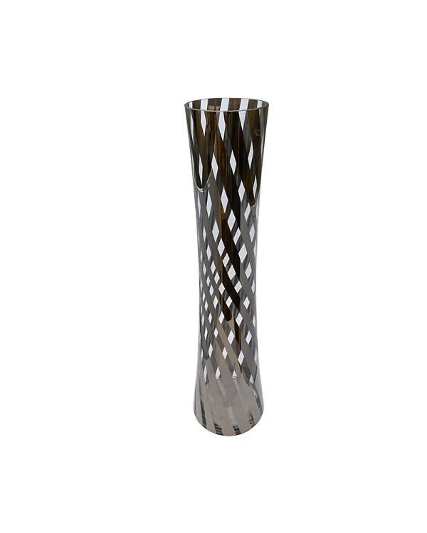 Clear Glass With Silver Stripe Vase 32"
