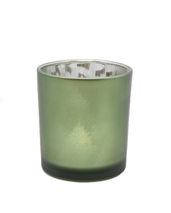 Evergreen Forest Frosted Mirror Glass Hurricane Vase 3" x 3"