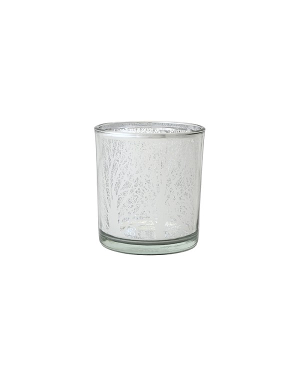 Grove Silhouette Silver Mirror 3" x 3" Glass Hurricane Vase