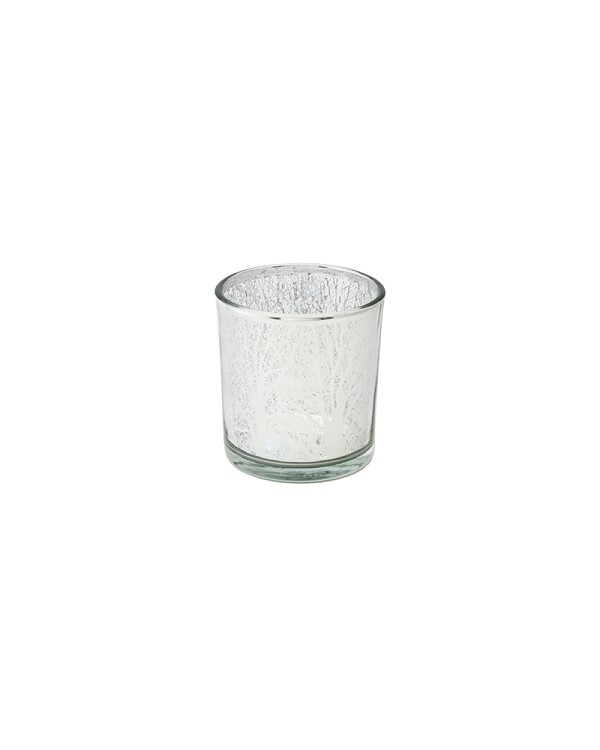 Grove Silhouette Silver Mirror 3" x 3" Glass Hurricane Vase