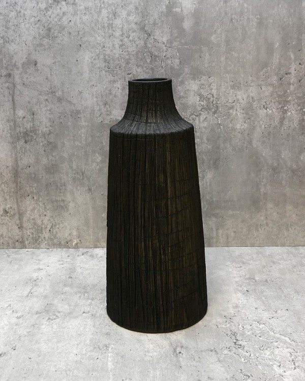 Etched Line Black Resin Container 7.5" Diameter x 16"