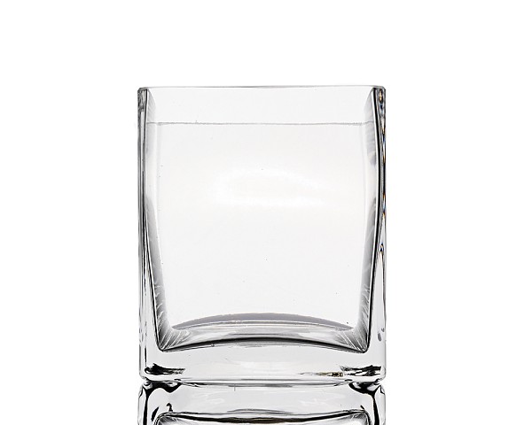Square Clear Glass Vase 5"H (4"x4")