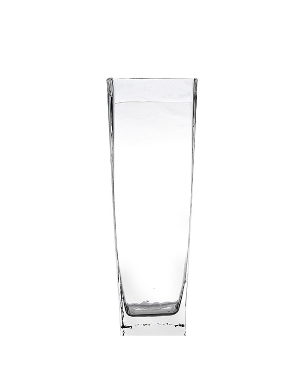 Square Tapered Clear Glass Vase 14"H