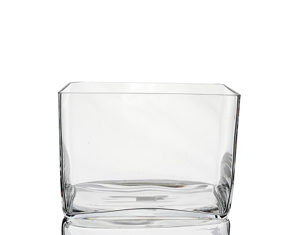 Rectangular Clear Glass Vase 7"H (9.5"L x 5"W)