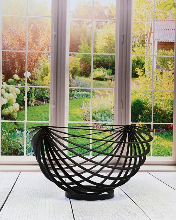 Rib Black Metal Basket 11" Diameter x 6"