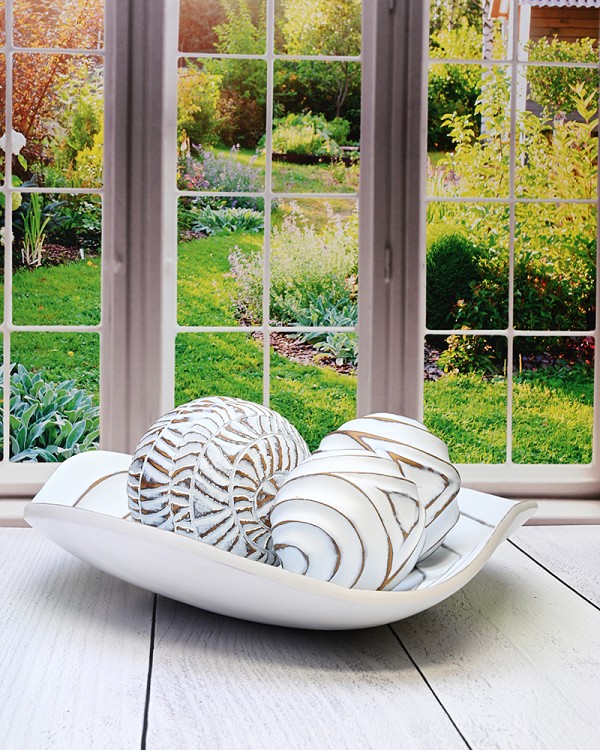 Layer Patterned Decorative Bowl White Wash 15"