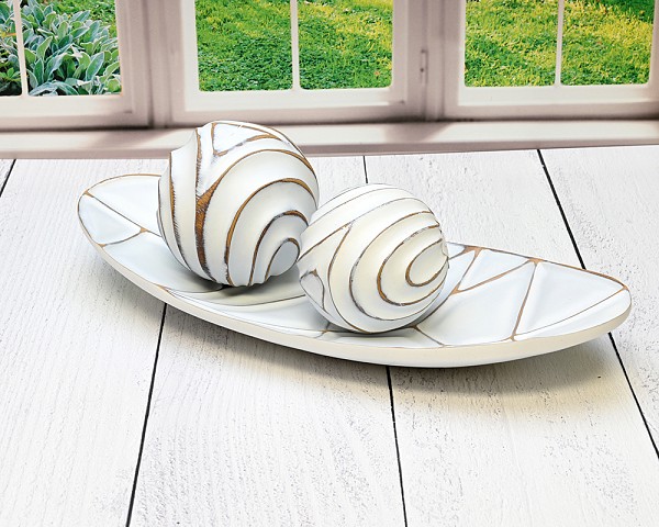 Patchwork Decorative Bowl White Wash 14"
