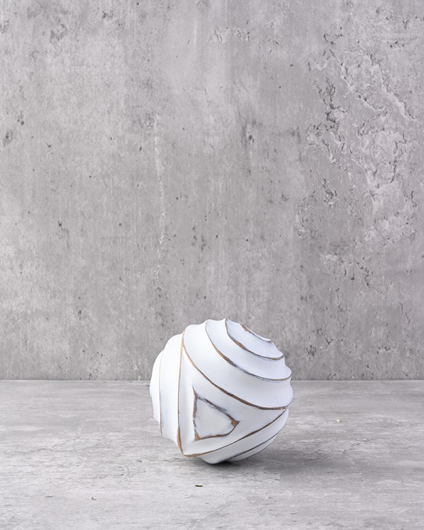 Decorative Ball - White Wash Patterned 3.25"D