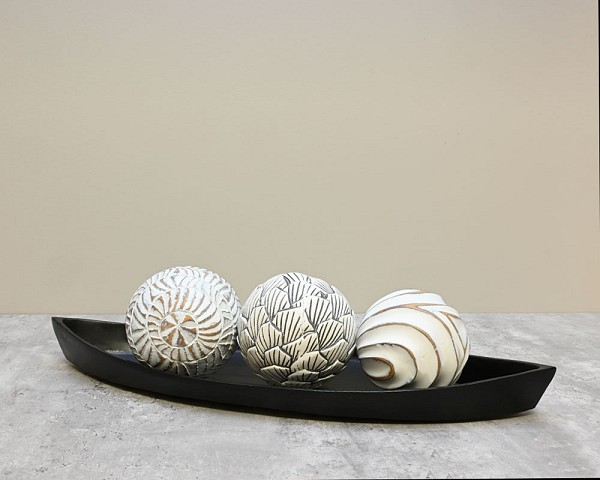 Canoe Aluminium Decor Platter 16" Long Black