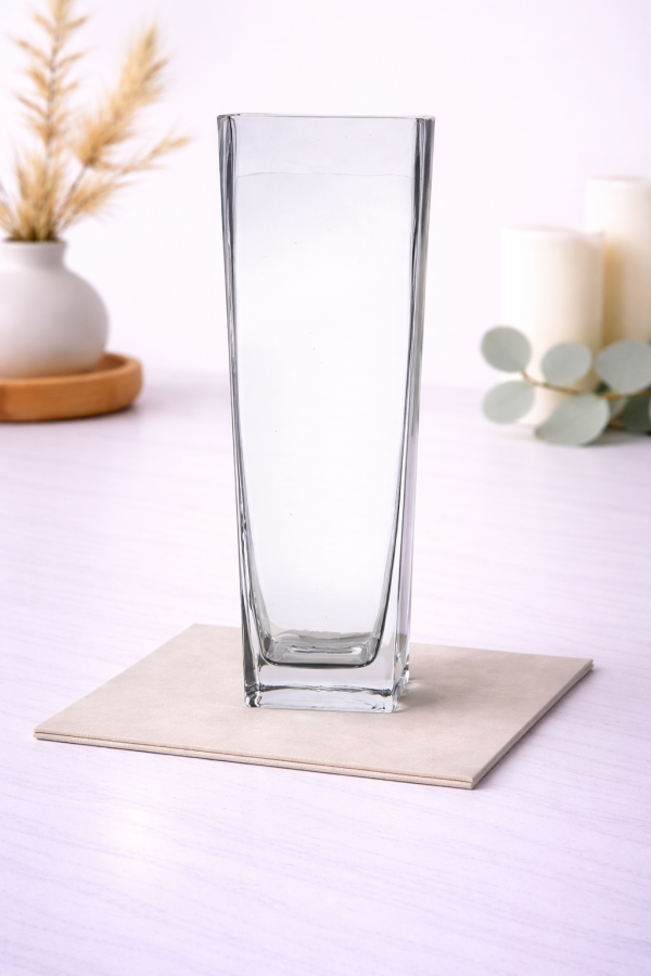 Elegant tapered glass vase on marble