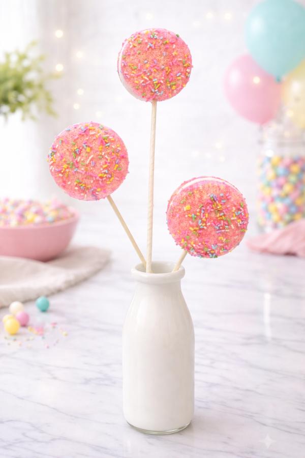 Colourful pink cake pops bouquet