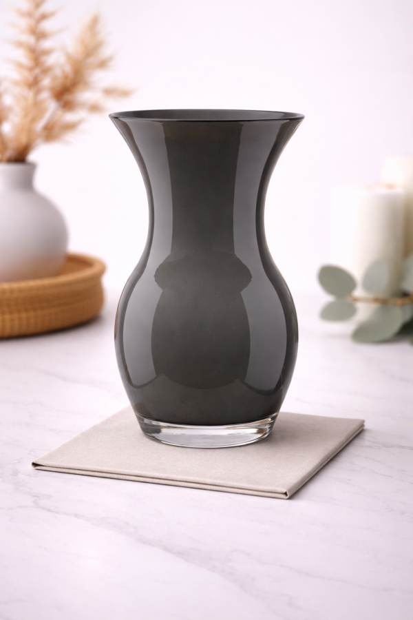 Elegant dark grey glass vase