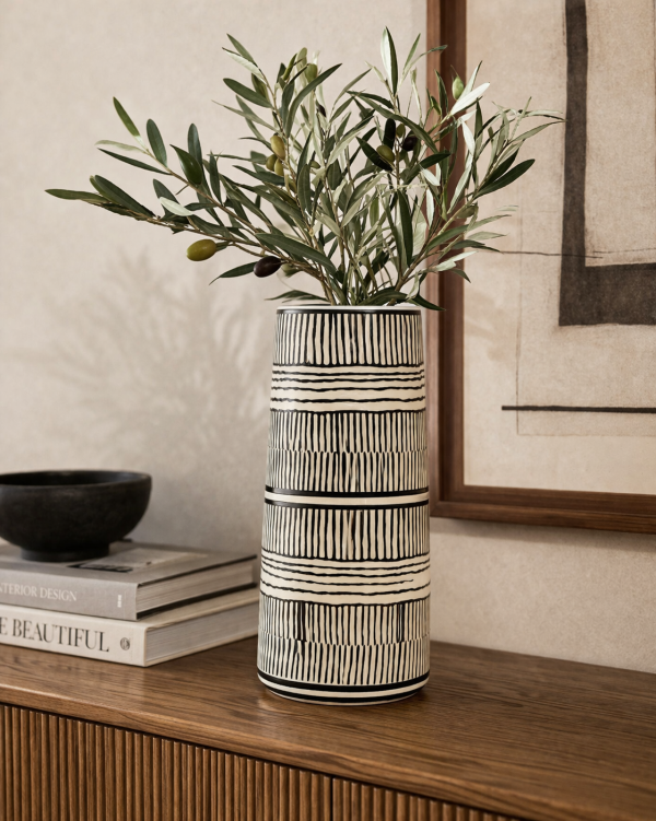 Minimalist vase with olive branches