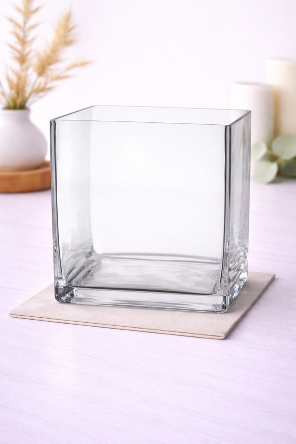 Clear glass vase on marble countertop-16