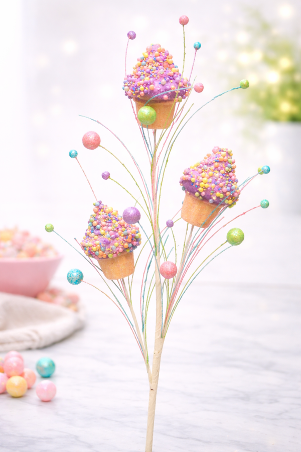Pastel cupcake decorations with glitter