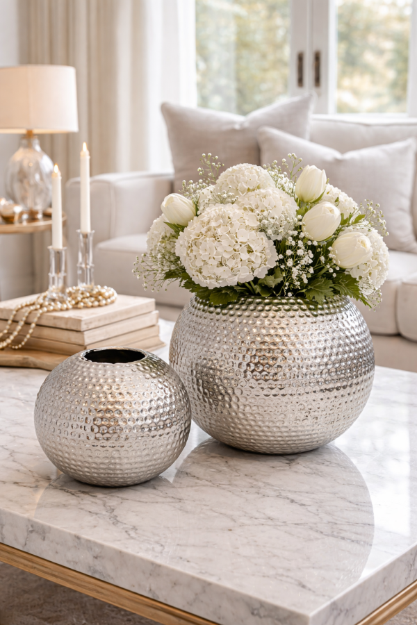 Elegance in silver and flowers