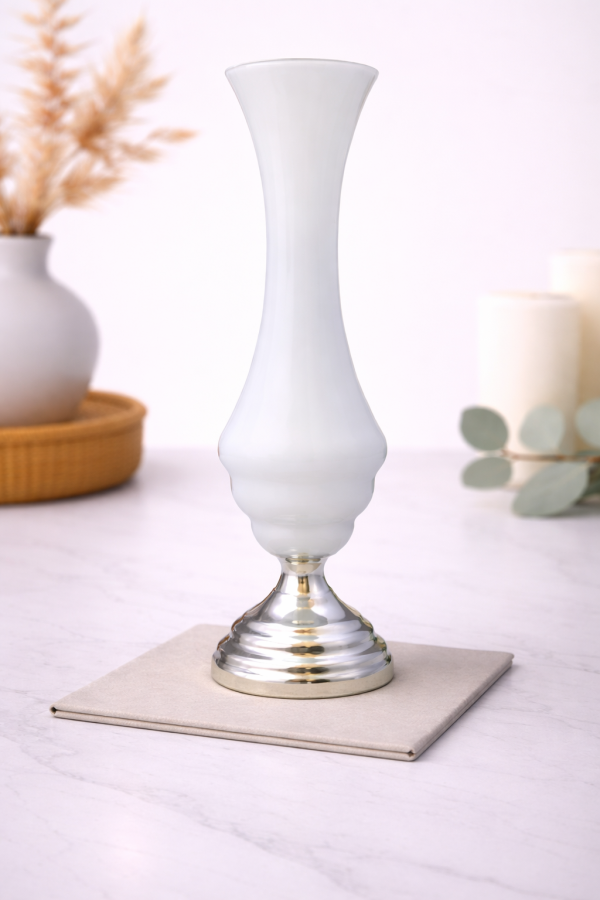 Elegant white milk glass vase