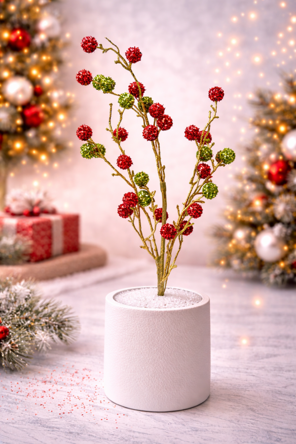 Festive glittery berry arrangement
