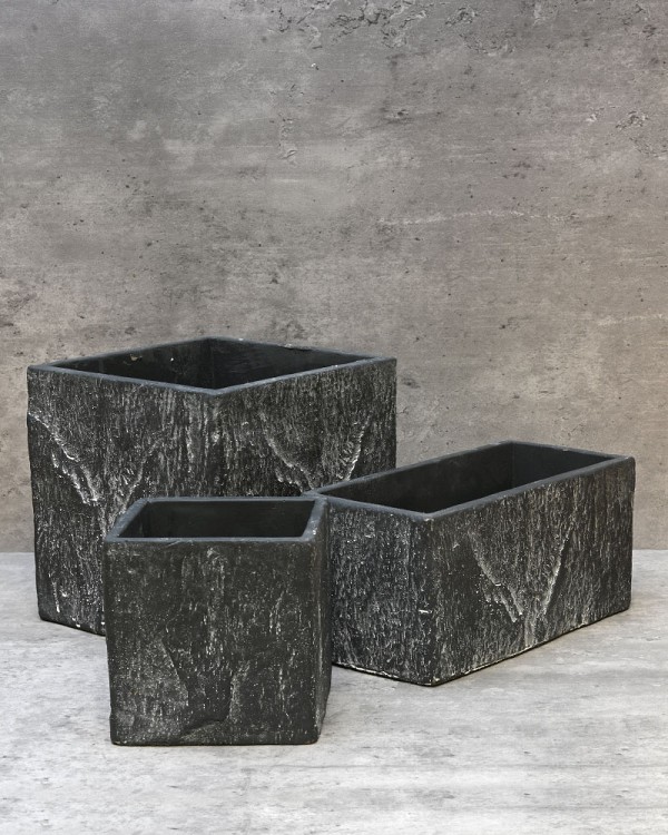Slate Square Cement Container Dark Grey 4.5" 4.75"