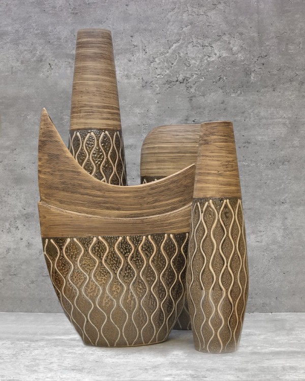 Deco Ceramic Brown/Gold Vase 24.5"