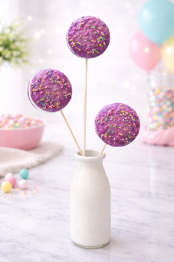 Colourful cake pops in milk bottle