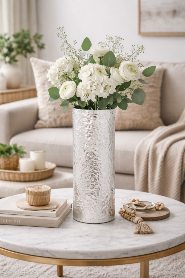 Elegant living room with floral arrangement