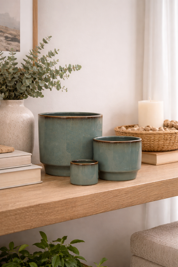 Elegant ceramic planters on display