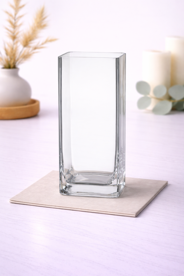 Clear glass vase on marble countertop-14